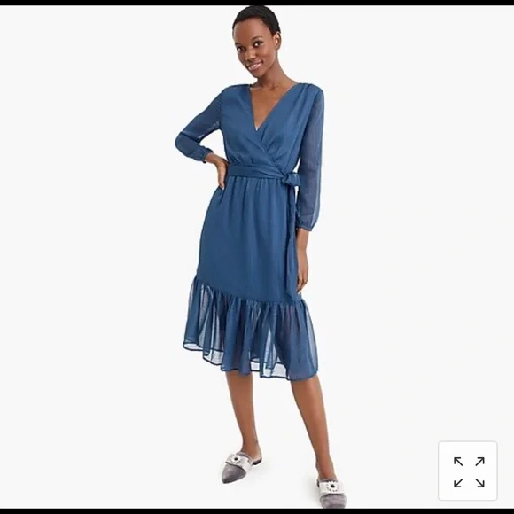 Point Sur faux-wrap dress in Lurex crinkle chiffon